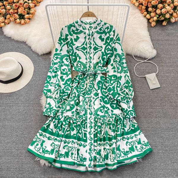 pring retro palace style mid-length women casual dresses long-sleeved stand-up collar high-waisted slim single-breasted celadon printed a-li, Black;gray
pring retro palace style mid-length women casual dresses long-sleeved stand-up collar high-waisted slim single-breasted celadon printed a-li, Black;gray