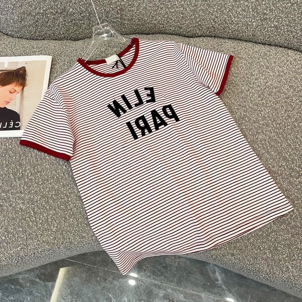 women's t-shirt designer ce home's new products in early spring 2022 flocking letter stripe round neck short sleeve printed cotton, White
women's t-shirt designer ce home's new products in early spring 2022 flocking letter stripe round neck short sleeve printed cotton, White