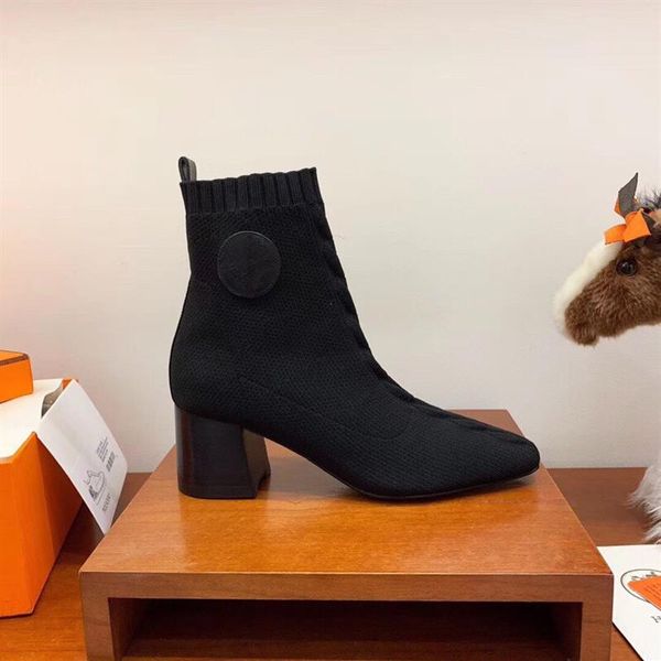 women designer ankle boots for woman autumn winter luxurious round toe brand sock botas ladies thick heel warmth shoes women'225q, Black
women designer ankle boots for woman autumn winter luxurious round toe brand sock botas ladies thick heel warmth shoes women'225q, Black