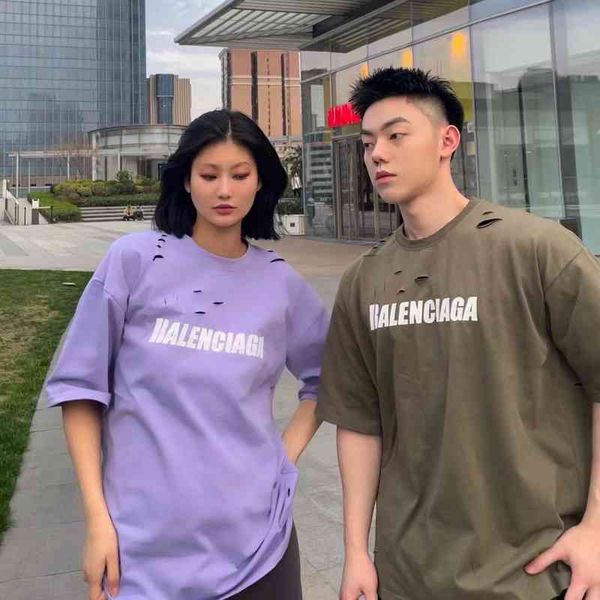 2022 designer bal t shirt paris home correct high version 22s summer art hole cracked short sleeve casual t-shirt for men and women, White;black
2022 designer bal t shirt paris home correct high version 22s summer art hole cracked short sleeve casual t-shirt for men and women, White;black
