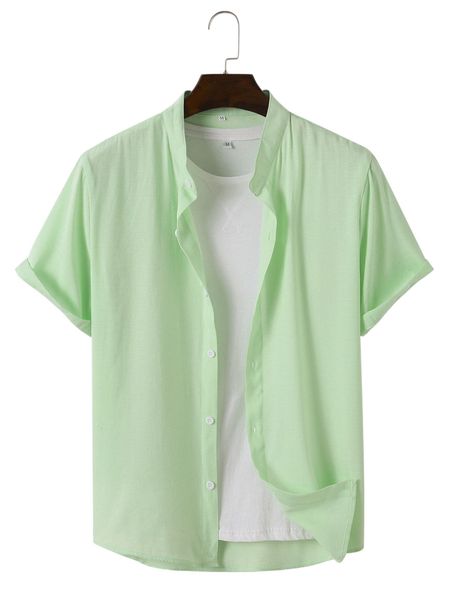 men 1pc button front shirt g5nc#, White;black