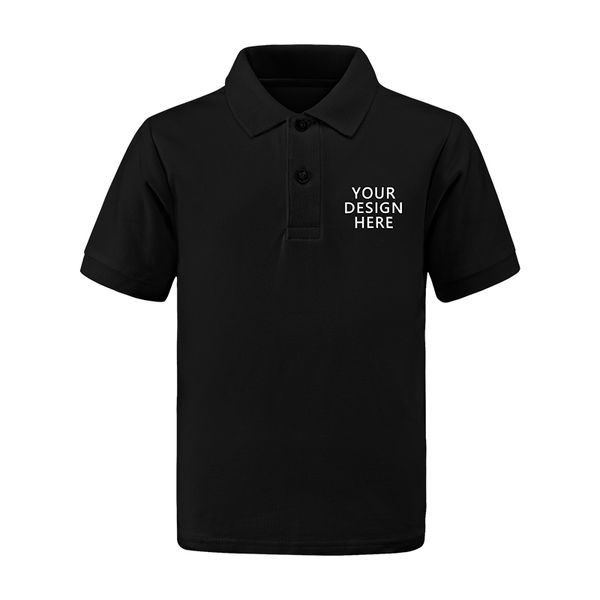 custom cotton polo shirt for kid personalized golf jersey embroidered or print text & logo in front, White;black
custom cotton polo shirt for kid personalized golf jersey embroidered or print text & logo in front, White;black