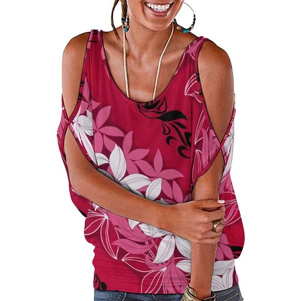 summer hawaii tribal design full printed women t shirt off shoulder polynesian hollow out o-neck pink women clothing 220706, White 
summer hawaii tribal design full printed women t shirt off shoulder polynesian hollow out o-neck pink women clothing 220706, White
