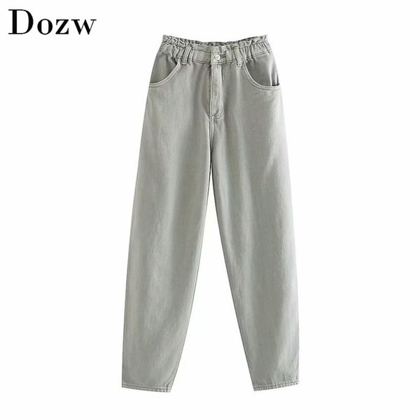 vintage high waist jeans women paperbag pants streetwear elastic pleated waist denim trousers casual long pocket mom jeans 210414, Blue
vintage high waist jeans women paperbag pants streetwear elastic pleated waist denim trousers casual long pocket mom jeans 210414, Blue