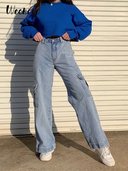 weekeep pockets patchwork high waist jeans women streetwear straight jean femme blue 100 cotton cargo pants basic baggy trouser 220813
weekeep pockets patchwork high waist jeans women streetwear straight jean femme blue 100 cotton cargo pants basic baggy trouser 220813