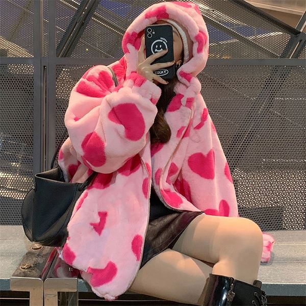 90s harajuku heartshaped print plush jacket women winter korean large size long sleeve hooded coat thick warm couple streetwear 220727, Black;brown
90s harajuku heartshaped print plush jacket women winter korean large size long sleeve hooded coat thick warm couple streetwear 220727, Black;brown