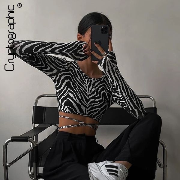 cryptographic fashion elegant backless zebra print women long sleeve cropped t shirts autumn bandage tees slim 220714, White
cryptographic fashion elegant backless zebra print women long sleeve cropped t shirts autumn bandage tees slim 220714, White