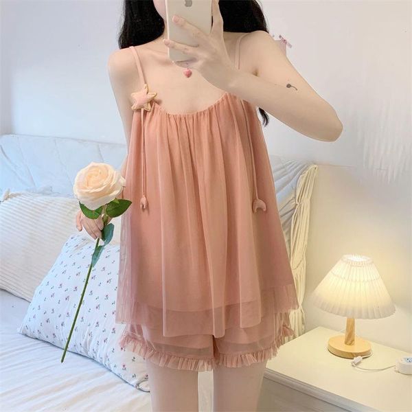 pajamas set woman 2 pieces cute star suspenders sleepwear summer pure wind mesh night dress home wear suit female, Black;red
pajamas set woman 2 pieces cute star suspenders sleepwear summer pure wind mesh night dress home wear suit female, Black;red