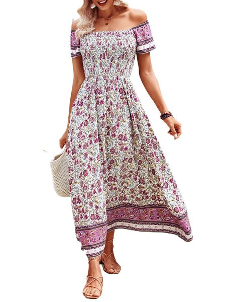 floral print off shoulder shirred a-line dress l3kt#, Black;gray
floral print off shoulder shirred a-line dress l3kt#, Black;gray