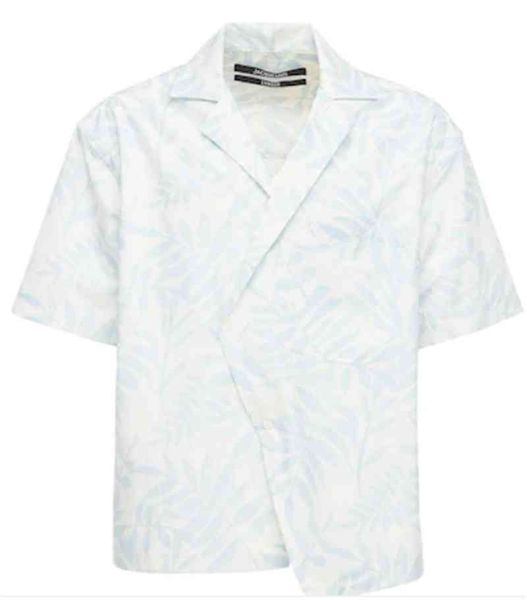 jacquems summer fashion pocket light blue pattern leaf print short sleeve shirt for men and women, White;black
jacquems summer fashion pocket light blue pattern leaf print short sleeve shirt for men and women, White;black