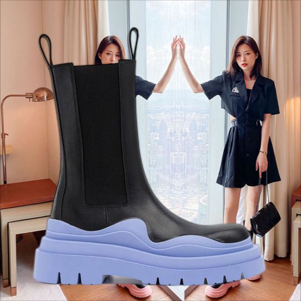 two tone tire chelsea boots women platform chunky boot lady luxe design men mid-calf desiger calfskin slip-on style round toe boots rubber b, Black
two tone tire chelsea boots women platform chunky boot lady luxe design men mid-calf desiger calfskin slip-on style round toe boots rubber b, Black