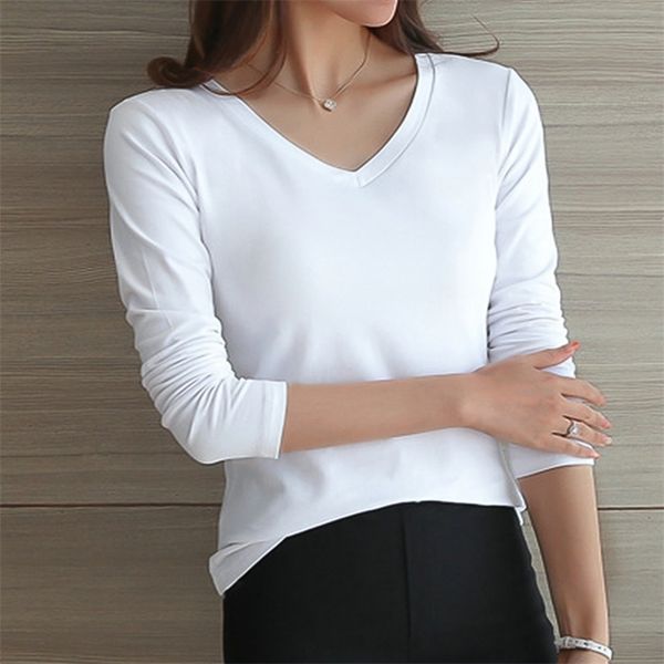 women long sleeves tshirt bottoming shirt round neck or v neck shirt black white solid color homewear tshirt 220809
women long sleeves tshirt bottoming shirt round neck or v neck shirt black white solid color homewear tshirt 220809