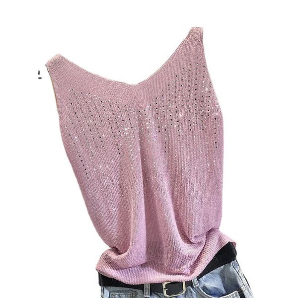 women's tanks & camis rhinestone knit bottoming shirt sleeveless bright silk vest for women 2022, White
women's tanks & camis rhinestone knit bottoming shirt sleeveless bright silk vest for women 2022, White