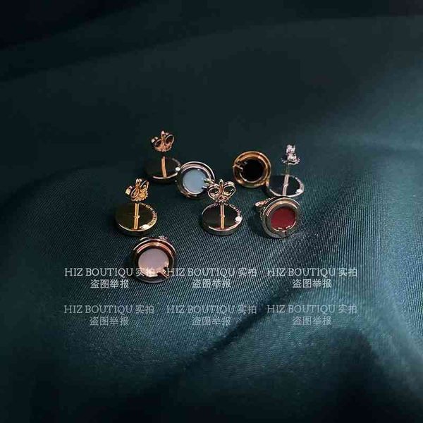 t's new s925 sterling silver rose gold korean white fritillaria double t round high-end fashion non fading earrings female, Golden
t's new s925 sterling silver rose gold korean white fritillaria double t round high-end fashion non fading earrings female, Golden