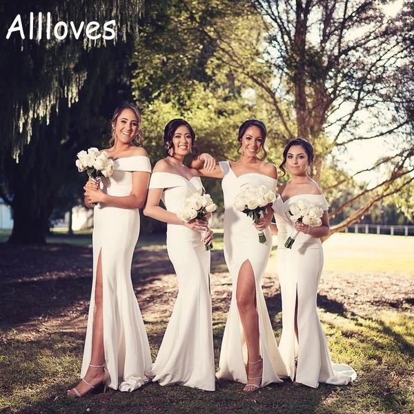 off shoulder satin mermaid bridesmaid dresses for girls sweep train side slit women formal party gowns wedding guest maid of honor dress sol, White;pink
off shoulder satin mermaid bridesmaid dresses for girls sweep train side slit women formal party gowns wedding guest maid of honor dress sol, White;pink