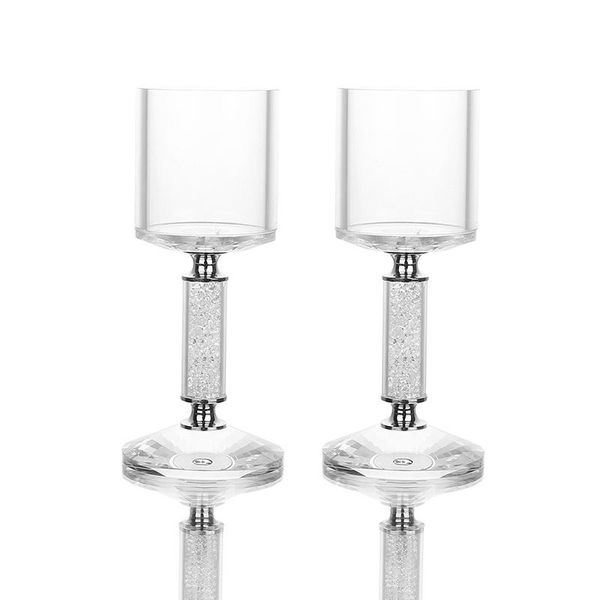 candle holders h&d 8.3'' pair of votive tealight crystal holder table centerpiece with rhinestones for wedding home decor
