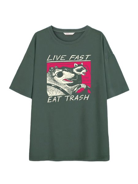 romwe x vincenttrinidadart animal letter graphic tee 24u1#, White 
romwe x vincenttrinidadart animal letter graphic tee 24u1#, White