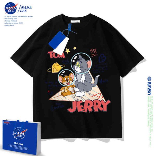 nasa co branded short sleeve women's t-shirt summer 2022 new cat and mouse loose couple's top, White;black
nasa co branded short sleeve women's t-shirt summer 2022 new cat and mouse loose couple's top, White;black