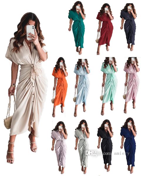 2022 summer new solid dress commuting fashion forged face long dresses shirt dress women's wear, Black;gray
2022 summer new solid dress commuting fashion forged face long dresses shirt dress women's wear, Black;gray
