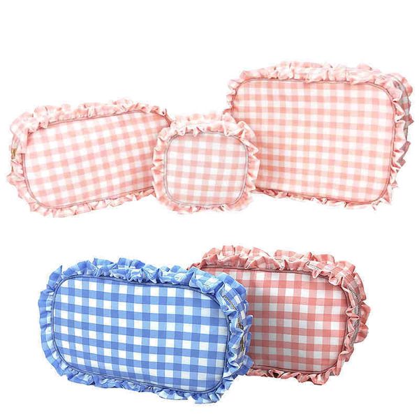 cases ruffle plaid cosmetic bag letter patch personalized nylon pink bule toiletry new travel makeup 220708
cases ruffle plaid cosmetic bag letter patch personalized nylon pink bule toiletry new travel makeup 220708