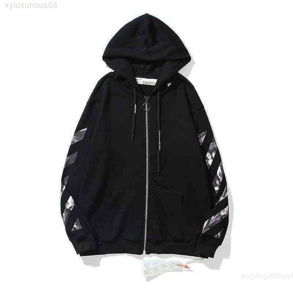 2022 off red autumn and winter printed zipper cardigan sweater ow terry thin male female couple hoodie coat white eddn, Black
2022 off red autumn and winter printed zipper cardigan sweater ow terry thin male female couple hoodie coat white eddn, Black