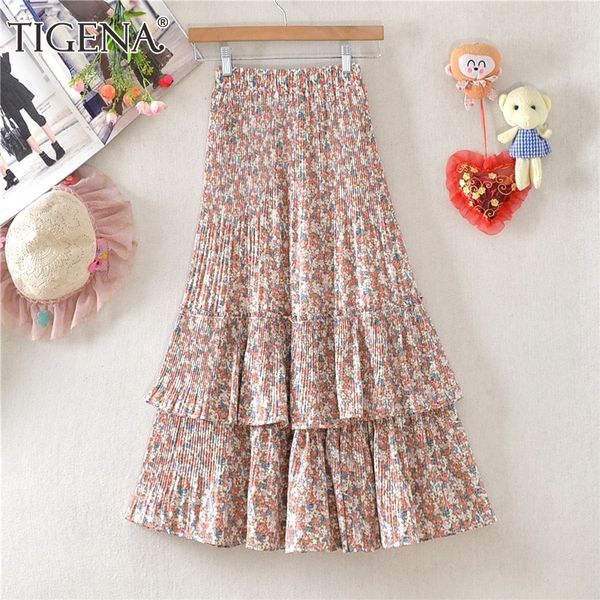 tigena floral print chiffon midi long skirt women summer cute tiered a line high waist pleated midlength skirt female lady 220617, Black
tigena floral print chiffon midi long skirt women summer cute tiered a line high waist pleated midlength skirt female lady 220617, Black