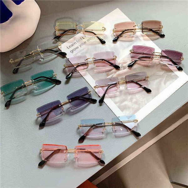 new rimless cutting lens sunglasses women vintage metal gradient green colord sun glasses wholesale, White;black
new rimless cutting lens sunglasses women vintage metal gradient green colord sun glasses wholesale, White;black