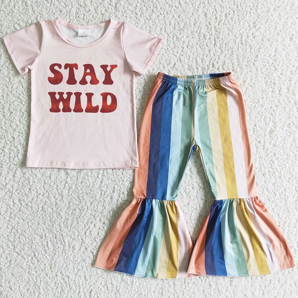 rts wholesae baby girls clothing sets boutique kids clothes stay wild print fashion girls short sleeve t-shirt colorful bell bottom pants ou, White
rts wholesae baby girls clothing sets boutique kids clothes stay wild print fashion girls short sleeve t-shirt colorful bell bottom pants ou, White