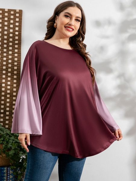 plus ombre batwing sleeve asymmetric hem tee q8lo#, Black 
plus ombre batwing sleeve asymmetric hem tee q8lo#, Black