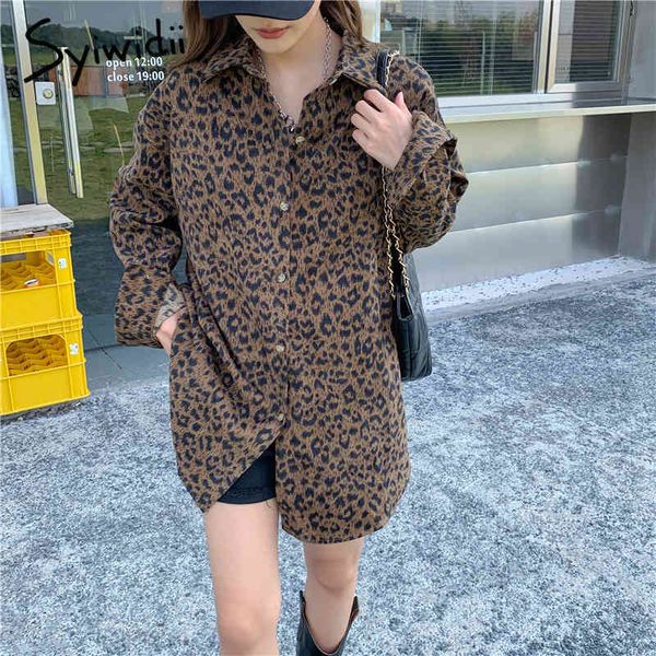 vintage streetstyle leopard button up blouses women turndown collar long sleeve loose clothing summer shirts 210415, White 
vintage streetstyle leopard button up blouses women turndown collar long sleeve loose clothing summer shirts 210415, White