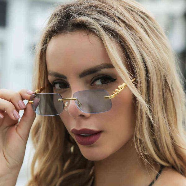 sunglasses clear blue women's square cheetah decoration metal men women vintage rimless glasses female uv400 220321, White;black
sunglasses clear blue women's square cheetah decoration metal men women vintage rimless glasses female uv400 220321, White;black