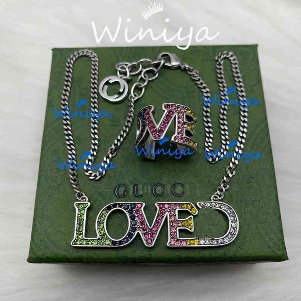 factory outlet necklace new letter diamond color matching neck chain opening ring fashion trend jewelry, Silver
factory outlet necklace new letter diamond color matching neck chain opening ring fashion trend jewelry, Silver