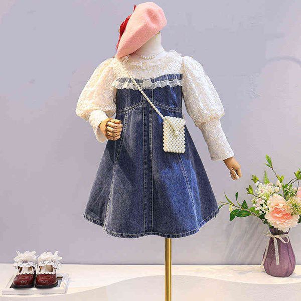 girls denim dress autumn 2021 new princess dress stitching lace puff sleeve children's long-sleeved clothing l220715, Red;yellow
girls denim dress autumn 2021 new princess dress stitching lace puff sleeve children's long-sleeved clothing l220715, Red;yellow