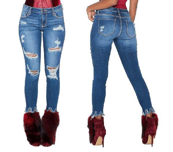 women skinny 2020 ripped holes jeans tassel mid waist ladies casual slim fit long pants female trousers, Blue
women skinny 2020 ripped holes jeans tassel mid waist ladies casual slim fit long pants female trousers, Blue