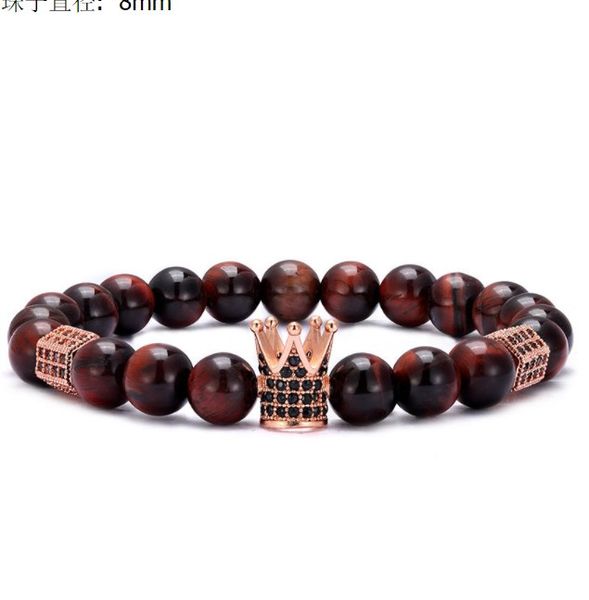 red tiger eye 8mm gold silver copper cz zircon cubic zirconia beads bracelet agate onyx stone bangles a234t, Black
red tiger eye 8mm gold silver copper cz zircon cubic zirconia beads bracelet agate onyx stone bangles a234t, Black