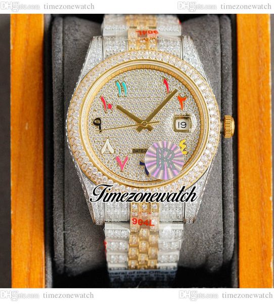 rf 41mm 126334 eta a2836 automatic mens watch two tone yellow gold paved diamond dial colors arabic script fully iced out 904l jubileesteel, Slivery;brown
rf 41mm 126334 eta a2836 automatic mens watch two tone yellow gold paved diamond dial colors arabic script fully iced out 904l jubileesteel, Slivery;brown
