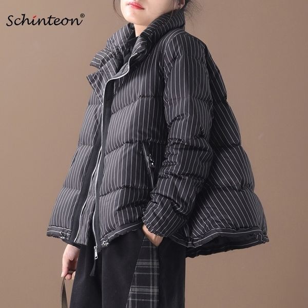 striped down jacket loose korean style aline winter warm coat outwear stand collar fashion y201026, Black
striped down jacket loose korean style aline winter warm coat outwear stand collar fashion y201026, Black
