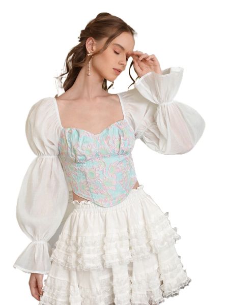 mod floral jacquard flounce sleeve blouse u0vg#, White
mod floral jacquard flounce sleeve blouse u0vg#, White