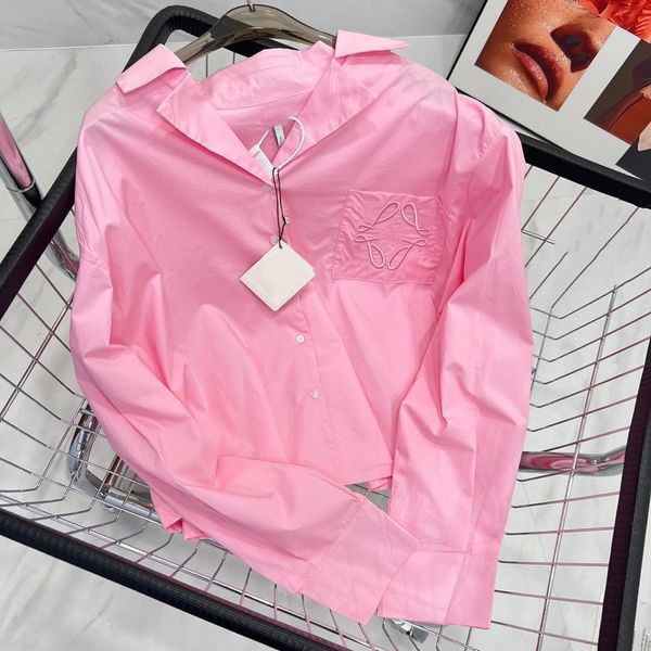 women shirts blouses designer clothing pink buckle lapel embroidery loose fasion long sleeve pocket size s l, White
women shirts blouses designer clothing pink buckle lapel embroidery loose fasion long sleeve pocket size s l, White