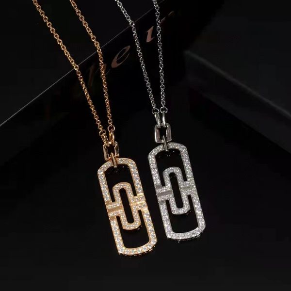 baojia simple clip necklace 18k plated set paper clip diamond hollow pendant clavicle chain, Silver
baojia simple clip necklace 18k plated set paper clip diamond hollow pendant clavicle chain, Silver