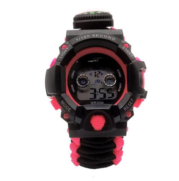 em-13245 men's digital wristwatch travel emergency umbrella rope weaving survival whistle mountaineering bracelet watch, Slivery;brown
em-13245 men's digital wristwatch travel emergency umbrella rope weaving survival whistle mountaineering bracelet watch, Slivery;brown