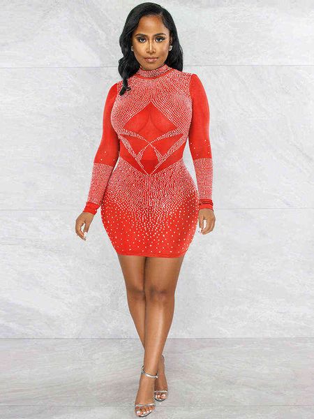 chic and elegant mesh drill patchwork woman dress mock neck long sleeve see through robe classic mid clubwear vestidos, White
chic and elegant mesh drill patchwork woman dress mock neck long sleeve see through robe classic mid clubwear vestidos, White