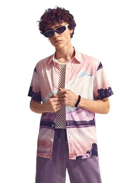 men random scenery & letter graphic shirt without tee 58vu#, White;black
men random scenery & letter graphic shirt without tee 58vu#, White;black