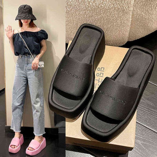 new platform women slippers summer square toe brand satin sandals womenhigh heels shoes beach sandals platform sandals y220624, Black
new platform women slippers summer square toe brand satin sandals womenhigh heels shoes beach sandals platform sandals y220624, Black