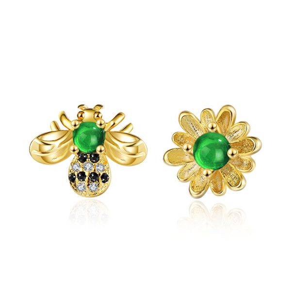 new fashion sweet sun flower asymmetrical cute little bee charm ear jewelry ab661, Golden
new fashion sweet sun flower asymmetrical cute little bee charm ear jewelry ab661, Golden