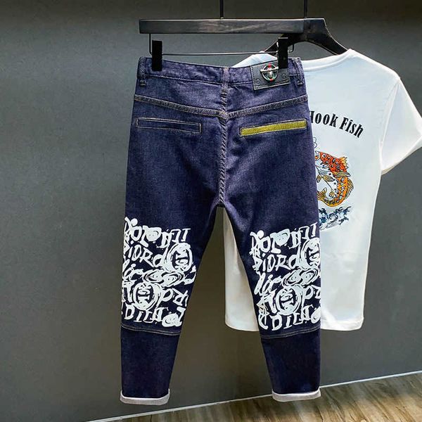 luxury designer for men spring and summer baofushen pants men's jeans fashion brand primary color washing printing elastic slim legging, Blue
luxury designer for men spring and summer baofushen pants men's jeans fashion brand primary color washing printing elastic slim legging, Blue