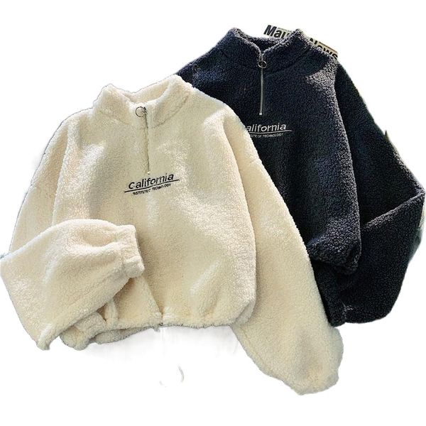 women's hoodies & sweatshirts 2021 lamb velvet short half high neck hoodie autumn and winter plus thickening zipper loose letter knitte, Black
women's hoodies & sweatshirts 2021 lamb velvet short half high neck hoodie autumn and winter plus thickening zipper loose letter knitte, Black