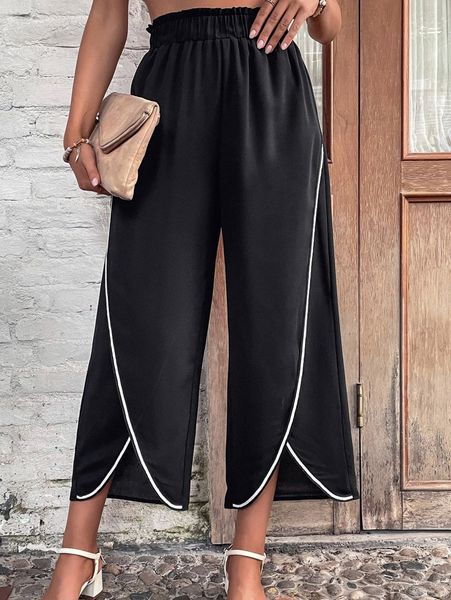 parper bag waist contrast binding pants t1yl#, Black;white
parper bag waist contrast binding pants t1yl#, Black;white
