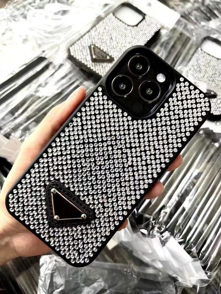 

phone case Luxury Glitter iPhone cases 14 Pro max case 13 12 11 Fashion Designer Bling Sparkling Rhinestone Diamond Jewelled 3D Crystal, Silver d letter+ logo