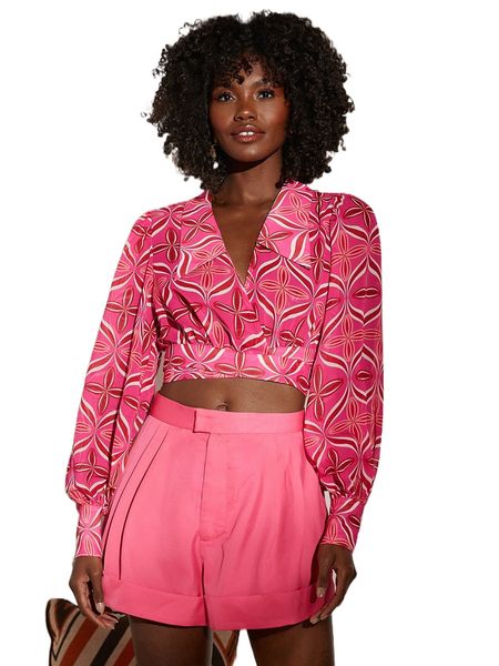 allover print wrap tie back crop blouse m2el#, White
allover print wrap tie back crop blouse m2el#, White